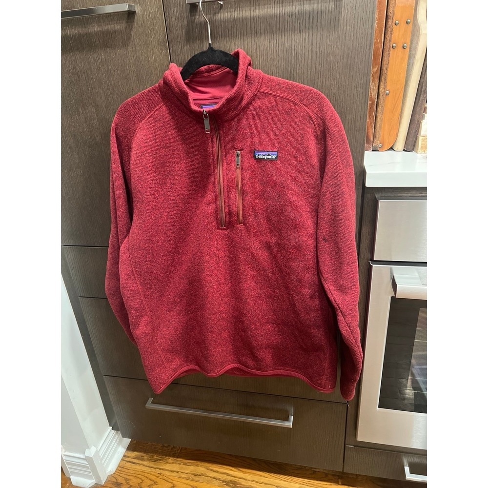 Patagonia Men's Better Sweater 1/4-Zip fleece pullover in red or burgundy large